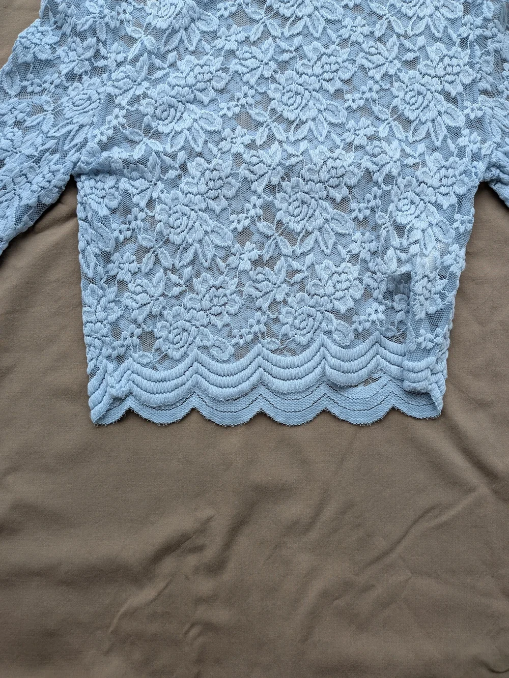 H&M Light Blue Lace Mock Neck Long Sleeve Crop Top
